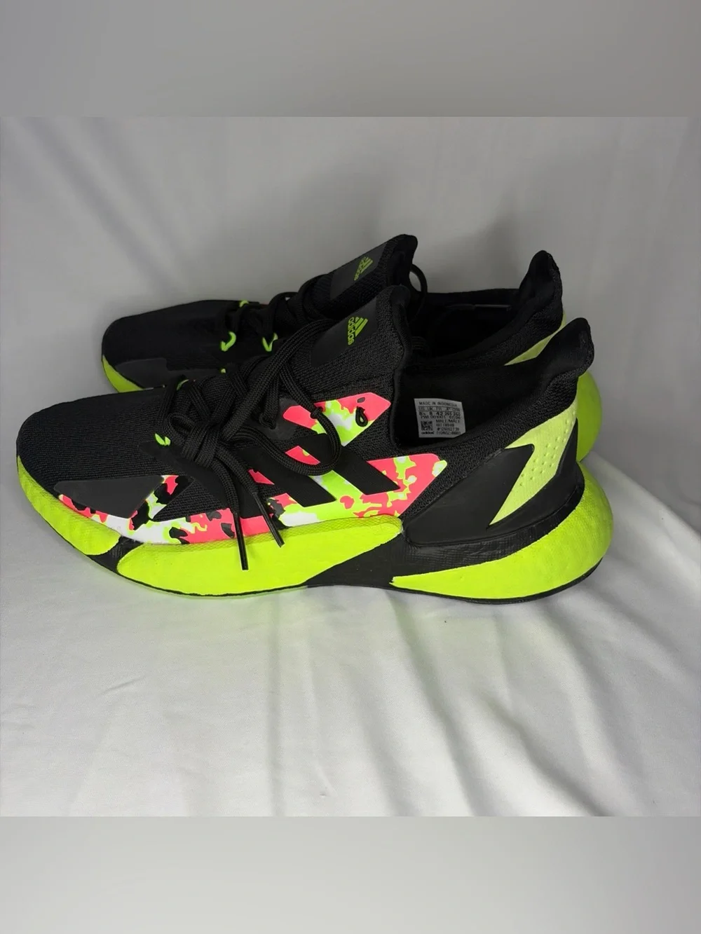 adidas Black Sneakers with Neon Green & Pink Accents